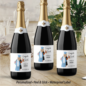 Graduation Champagne Label, Personalized Grad Girl, Graduation Drink Label, Gift For Party
