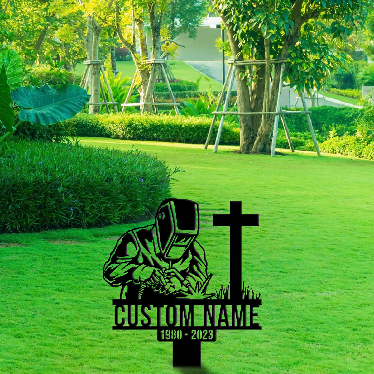 Custom Name Welder Metal Memorial Stake, Welder Ironworker Cemetery Stake, Dad Grave Marker, Memorial Stake, In Memorial Of Gift, Dad Lost