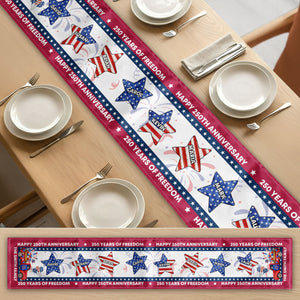 USA 250th Birthday Custom Name Patriotic Star - Personalized Table Runner - Patriotic Gift For Family, Independence Day, 4th Of July Family Decoration