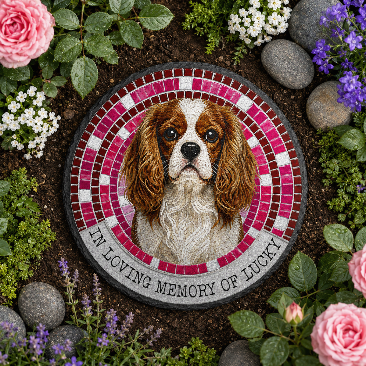 In Loving Memory Upload Photo - Circle Slate Memorial Stone For Dog Cat Memorial