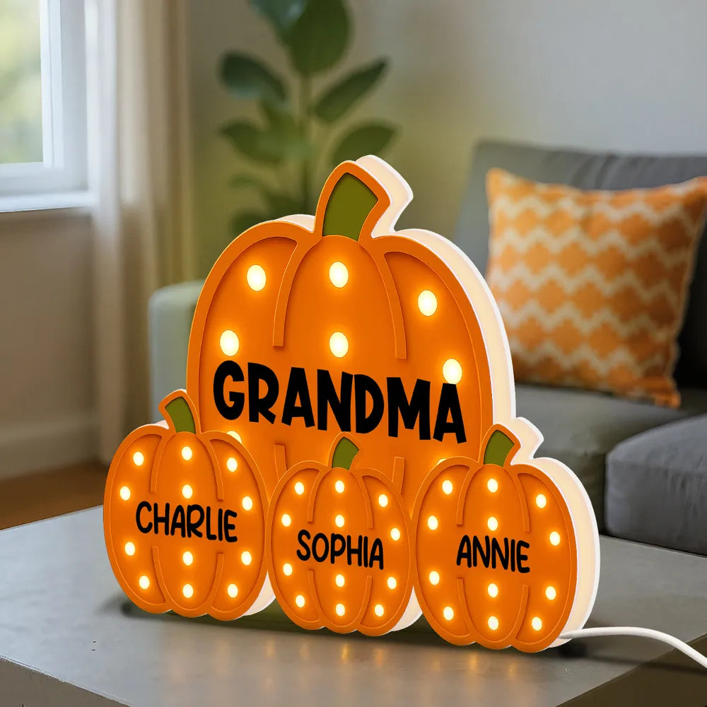 Mom Grandma Little Pumpkins - Personalized Acrylic Light Box - Gift For Mom, Grandma, Fall Season Home Decor