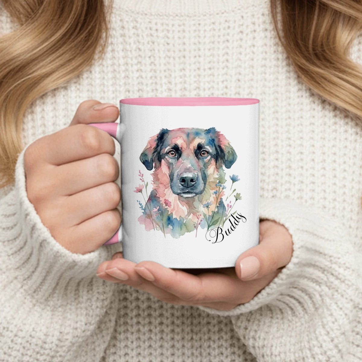 Custom Pet Portrait Mug Personalized Dog Watercolor Coffee Mug with Pet Name Gift for Dog Lovers