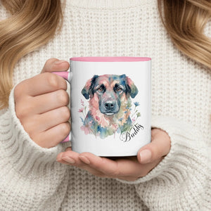 Custom Pet Portrait Mug Personalized Dog Watercolor Coffee Mug with Pet Name Gift for Dog Lovers