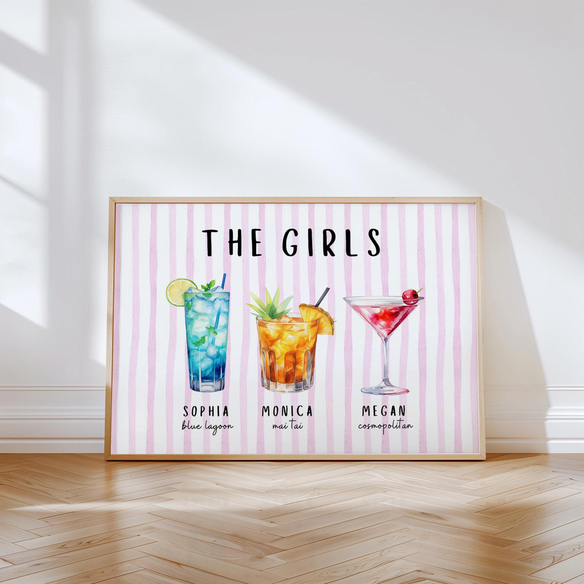 Custom Roommate Drink Print, Roommates as Drinks, Trendy College Apartment Dorm Art, Bar Cart Decor, Cocktail Poster, Personalized Wall Art