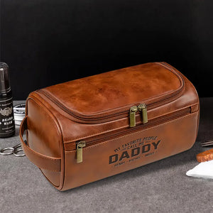 My Favorite People Call Me Dad - Personalized Leather Toiletry Bag - Gift For Dad, Grandpa, Father's Day Gift