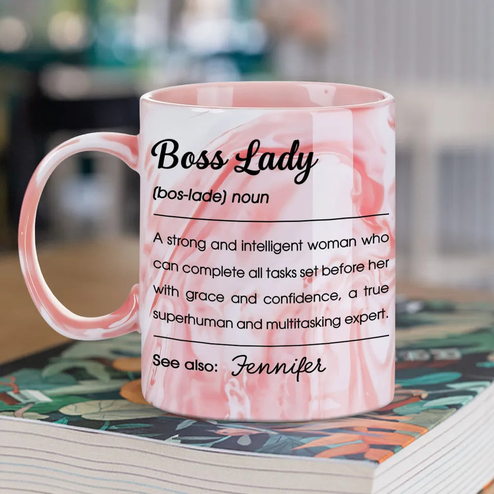 Boss Lady - Personalized Marble Mug - Gift For Your Boss, Gift For Friends, Bestie, Sister