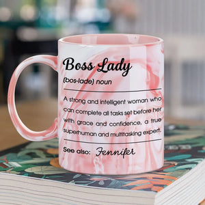 Boss Lady - Personalized Marble Mug - Gift For Your Boss, Gift For Friends, Bestie, Sister