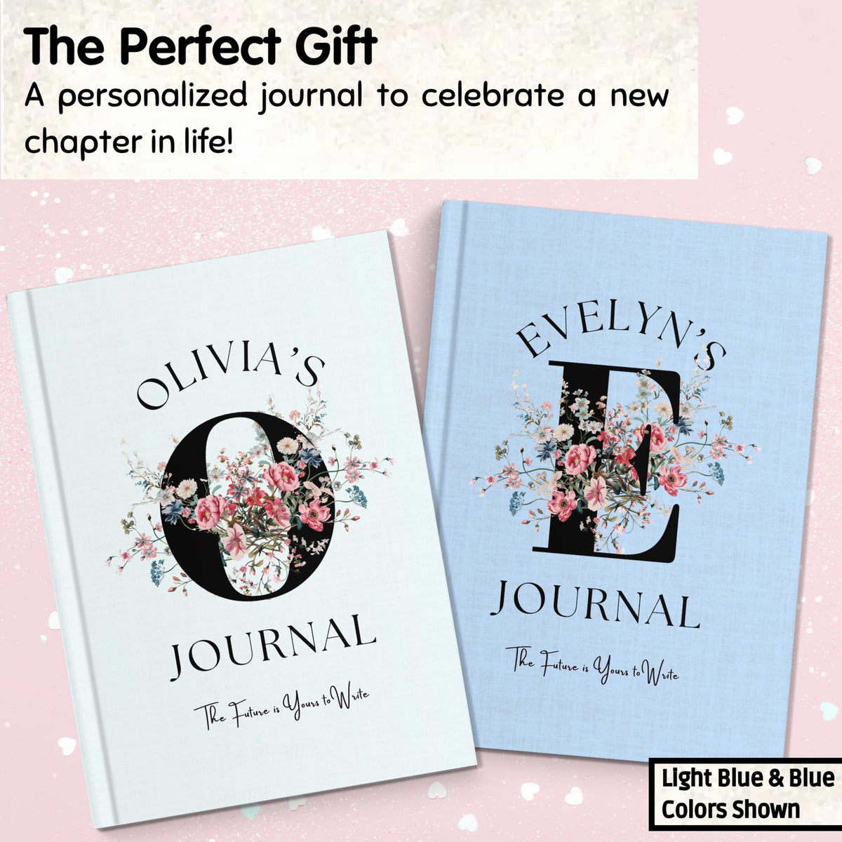Personalized Floral Journal, Custom Monogram Name Notebook, Teen Girl Birthday Gift from Parents, Niece Keepsake Book, Initial Journal