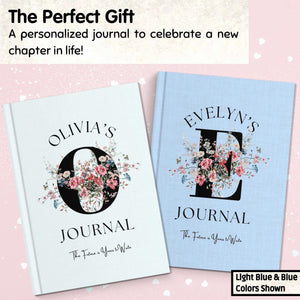 Personalized Floral Journal, Custom Monogram Name Notebook, Teen Girl Birthday Gift from Parents, Niece Keepsake Book, Initial Journal