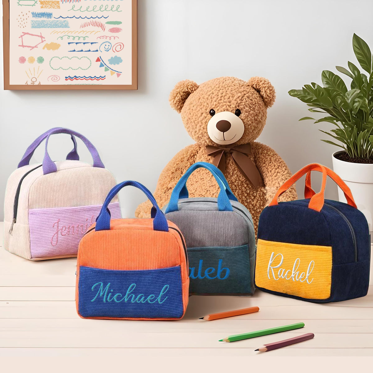 Personalized Lunch Bag With Name Embroidery, Custom Name Lunchbox Bag, Back to School Bag, Personalized Kid Lunchbag, School Lunch Bag