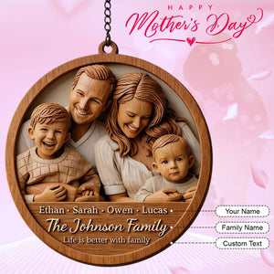 Life Is Better With Family - Personalized 2-layered Wooden Ornament