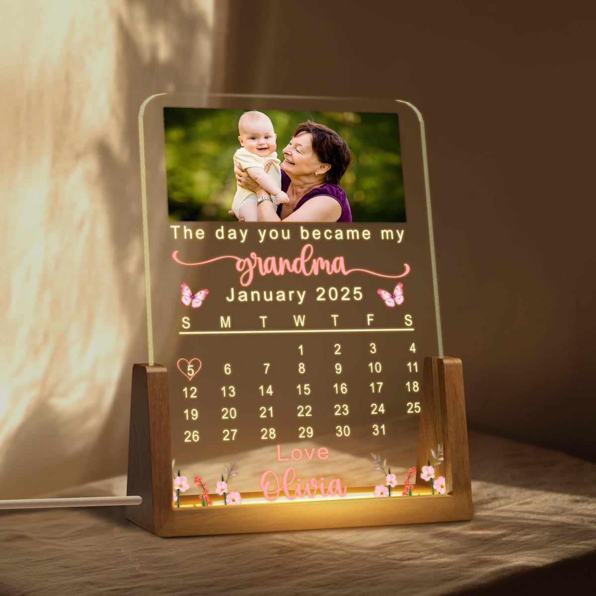 Custom Photo Grandma Gift, The Day You Became My Grandma Desk Name Night Light, Grandma Granny Birthday Gift, Mother's Day Gift, New Grandma Gift