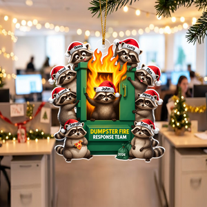 Cunning Raccoon Office Chaos Dumpster Fire Response Team - Personalized Acrylic Ornament