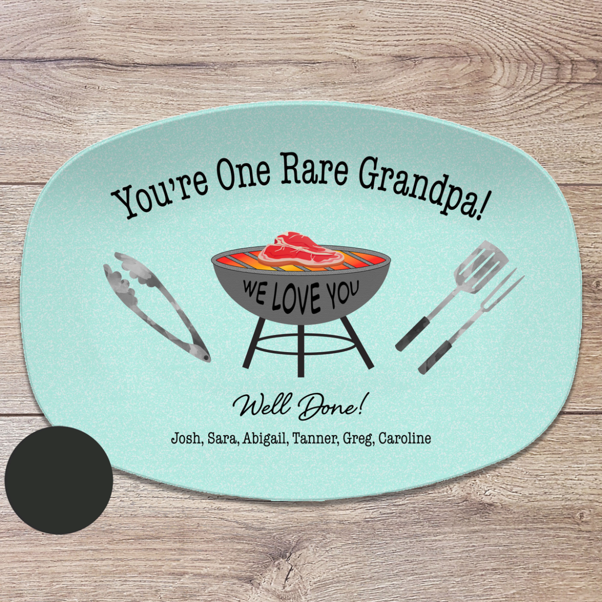One Rare Daddy Grilling BBQ Plate, Job Well Done Personalized Serving Tray Platter, Father's Day Gift for Him