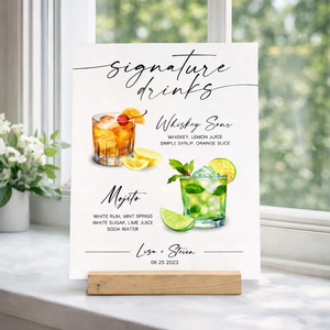 His & Hers Signature Drink, Wedding Sign Bar Menu, Couples Cocktail Drink Sign, Wedding Signature Drink Sign Bar Sign