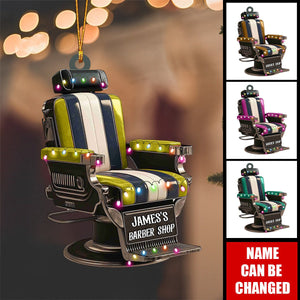 Barber Chair - Personalized Acrylic Ornament - Christmas Gift For Barber Shop