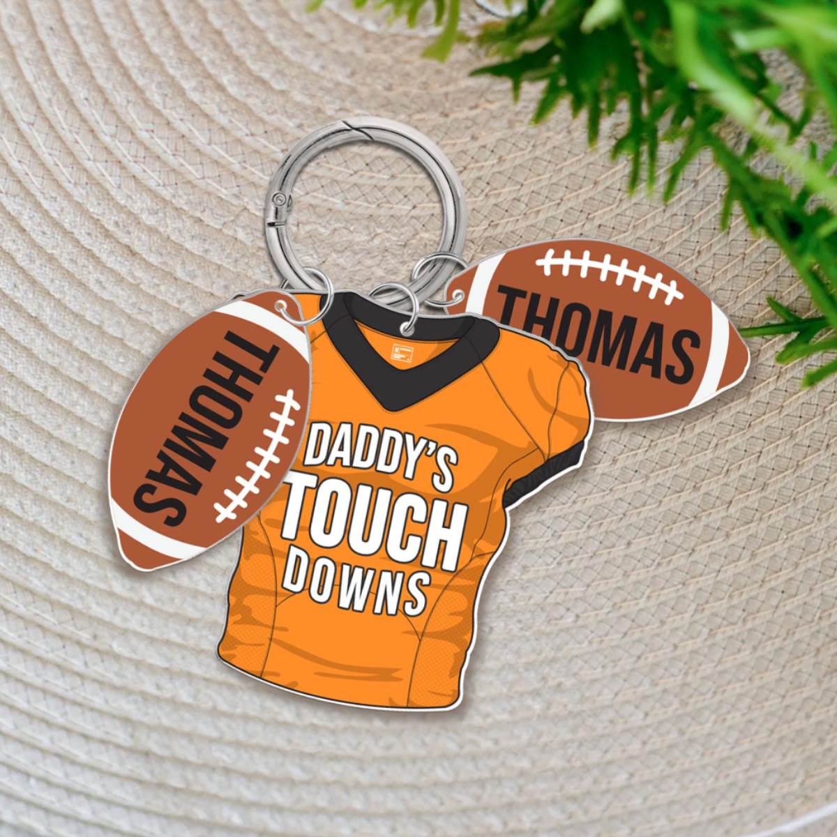 Daddy's Touchdowns Keychain, Personalized Father's Day Gift, Custom Football Dad Gift, Dad Gift From Son Daughter, Daddy's Team Keyring
