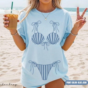 Comfort Colors Custom Color Bikini Shirt, Girls Beach Party Coastal Trip Tee, Bikini Bachelorette Shirts