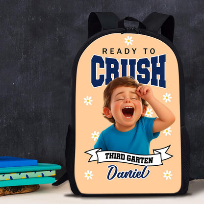 Personalized Ready To Crush Backpack With Custom Cartoon Photo, Name & Grade, Back To School Gift For Girls, Cute Kindergarten Bag