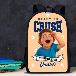 Personalized Ready To Crush Backpack With Custom Cartoon Photo, Name & Grade, Back To School Gift For Girls, Cute Kindergarten Bag