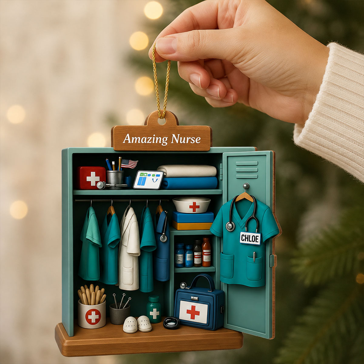 Best Nurse Ever With Nurse Uniform And Medical Equipment, Personalized Custom Wood Ornament