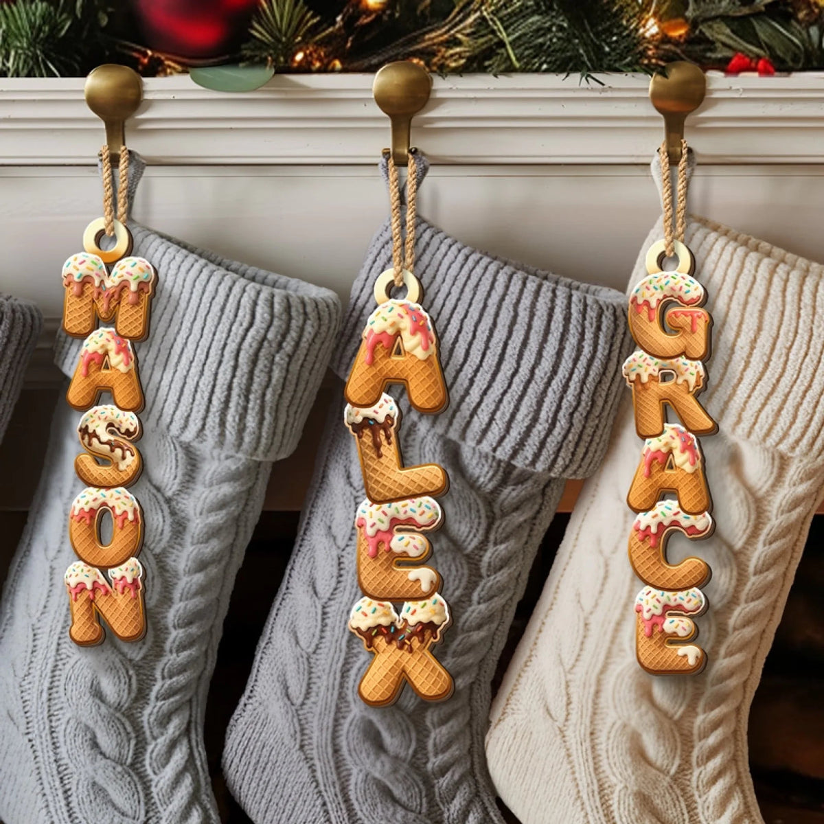 Custom Ice Cream Letter Ornament, Personalized Christmas Birthday Gifts For FAmily, Love Frozen In Scoops