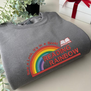 Reading Rainbow Hoodie, Custom Embroidered Book Lover Sweatshirt, Librarian Hoodie, Teacher Appreciation Shirt, Gift For Teacher
