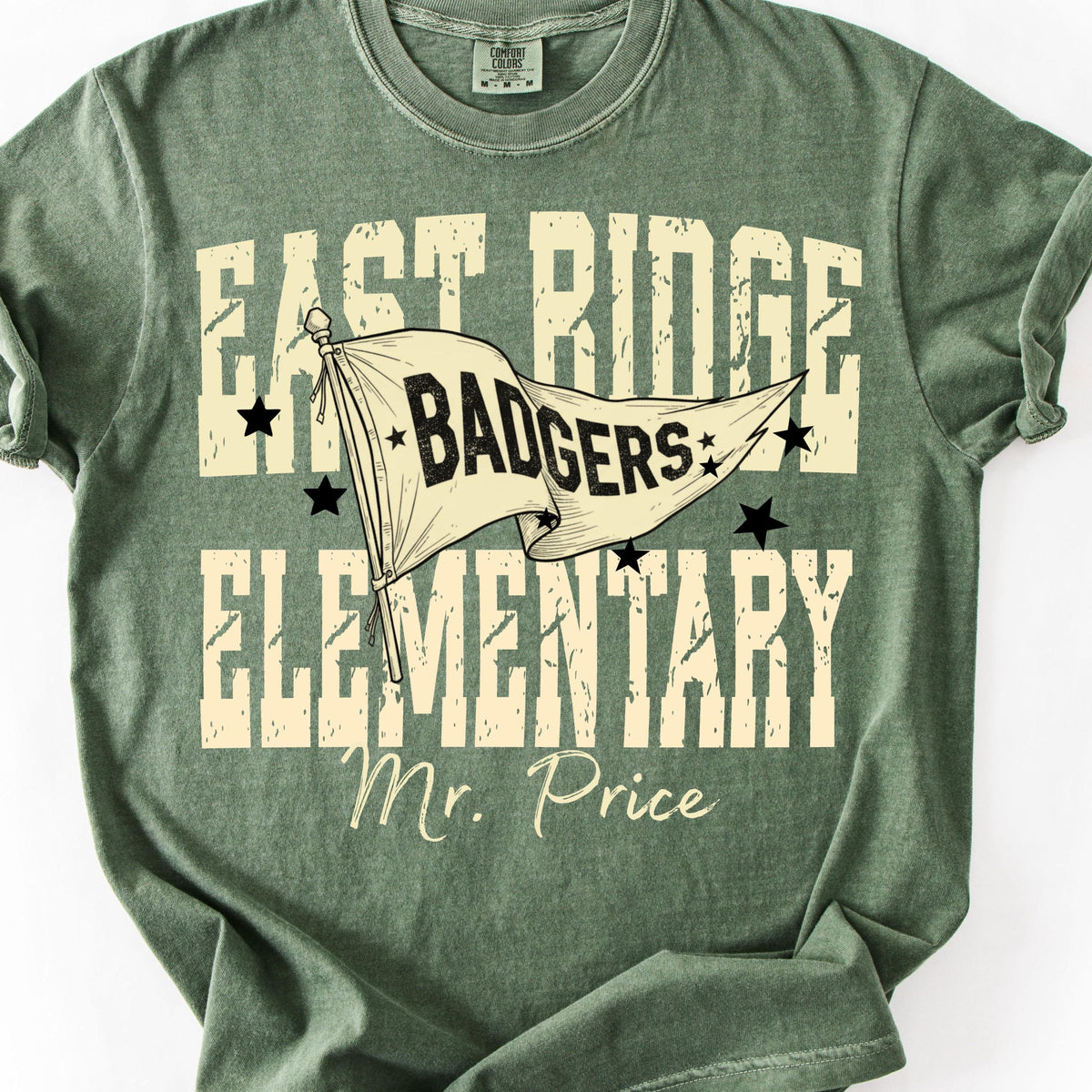 Comfort Colors Custom School Name Shirts, School Mascot Pennant Flag, Back To School Shirt