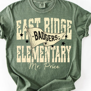 Comfort Colors Custom School Name Shirts, School Mascot Pennant Flag, Back To School Shirt