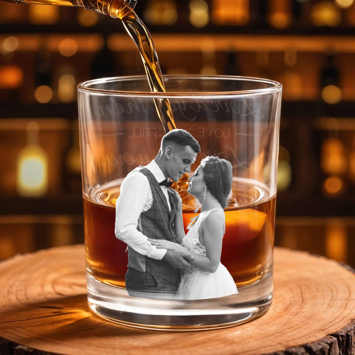 Loved You Then Love You Still Always Will With Hearts, Personalized Whiskey Glass, Gift For Spouse And Couples
