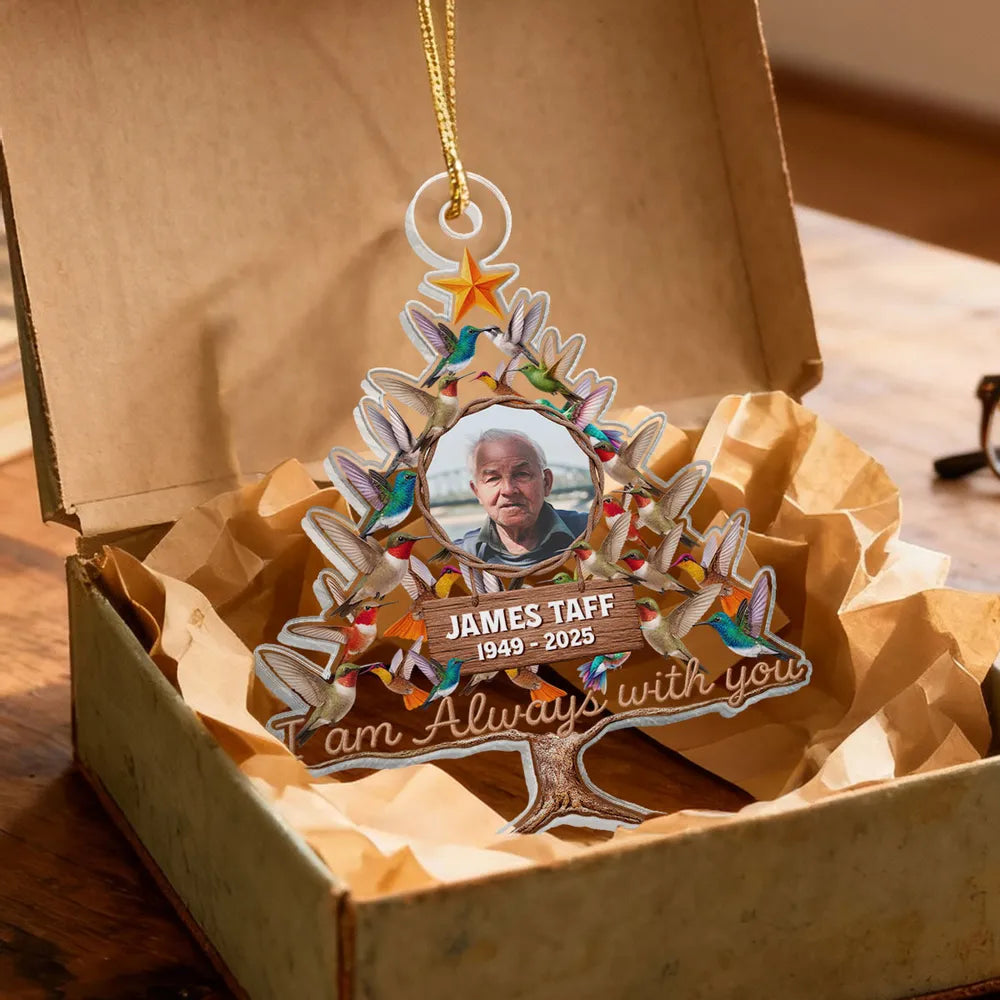 Humming Bird Christmas Tree Custom Photo Memorial - Personalized Acrylic Ornament - Christmas Memorial Gift