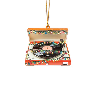 Personalized Record Player Ornament, Vinyl Record Player Christmas Ornament, Musician Ornament, Music Room Holiday Ornament