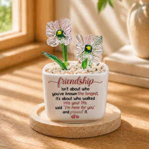 True Friendship Here For You - Personalized Mini Glass Flower Pot - Gift For Bestie, Friends, Sisters