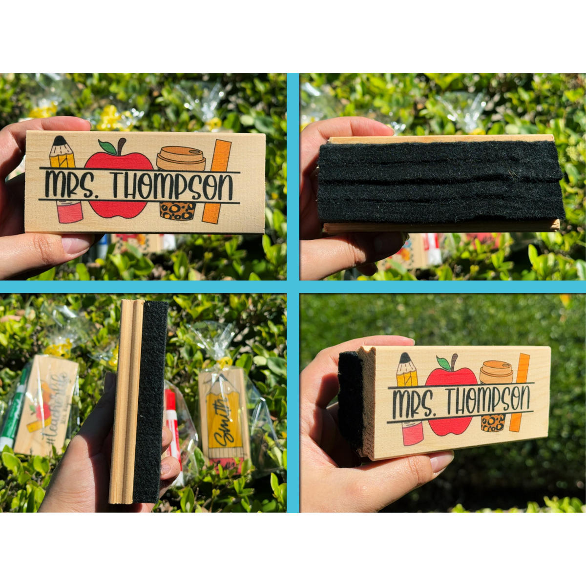 Personalized Teacher Board Eraser, Custom Teacher Appreciation Gifts, Chalkboard Eraser with Marker, Preschool Teacher Name gifts