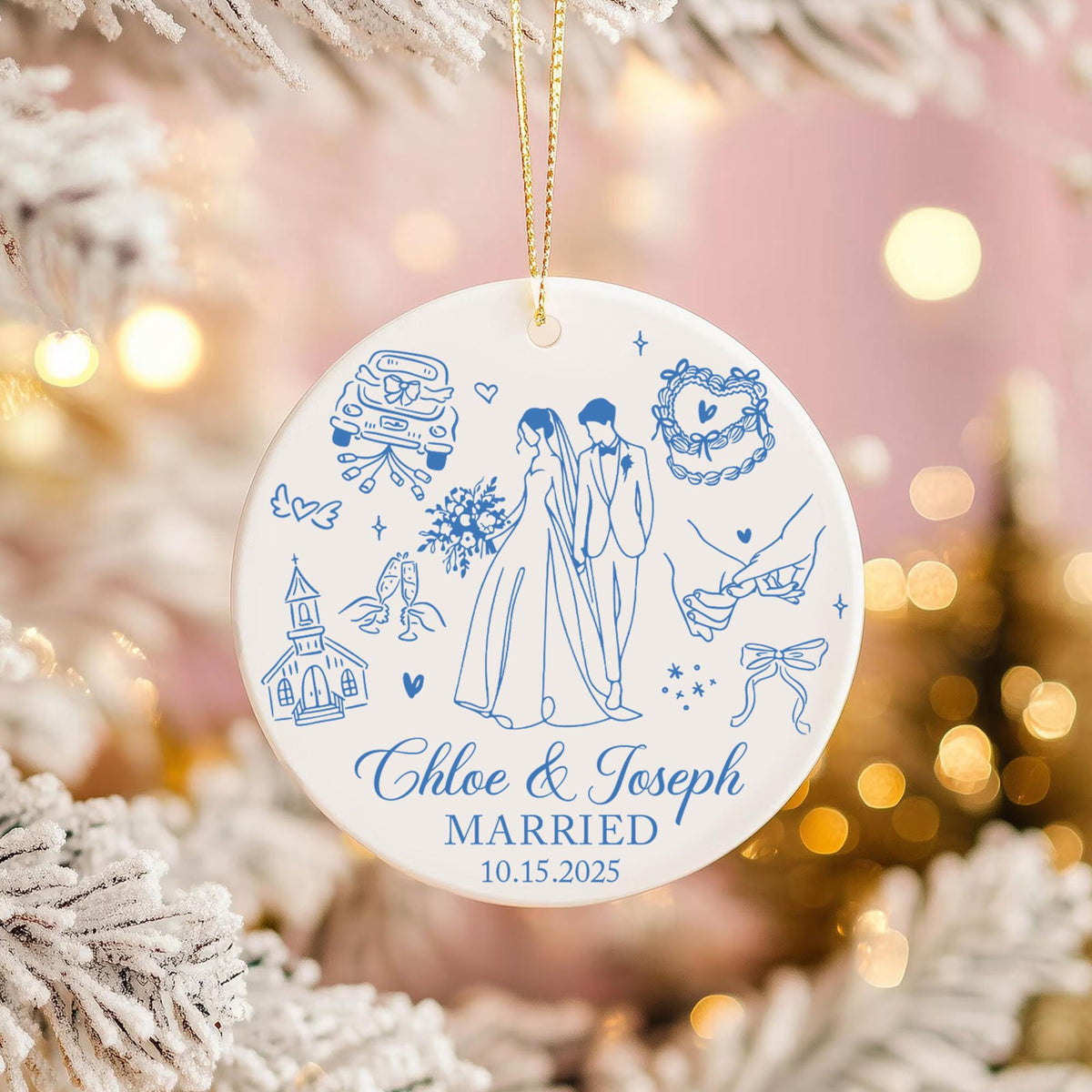 Personalized Married 2025 Ornament, Custom Bride And Groom Ornament, Mr and Mrs Ornament, Just Married Ornament, Christmas Gift For Couples