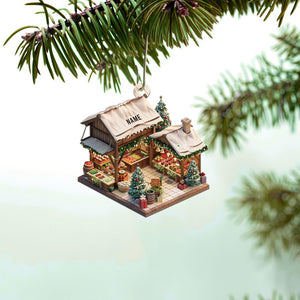 Personalized Market Stand 2D Flat Christmas Ornament, Market Stand Car Ornament, Market Stand Holiday Gift, Housewarming Gifts