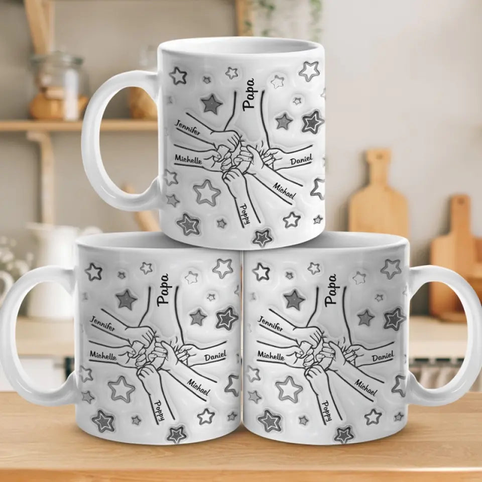 Kids Love Daddy - Personalized 3D Inflated Effect Printed Mug - Gift For Father, Father's Day, Birthday Gift