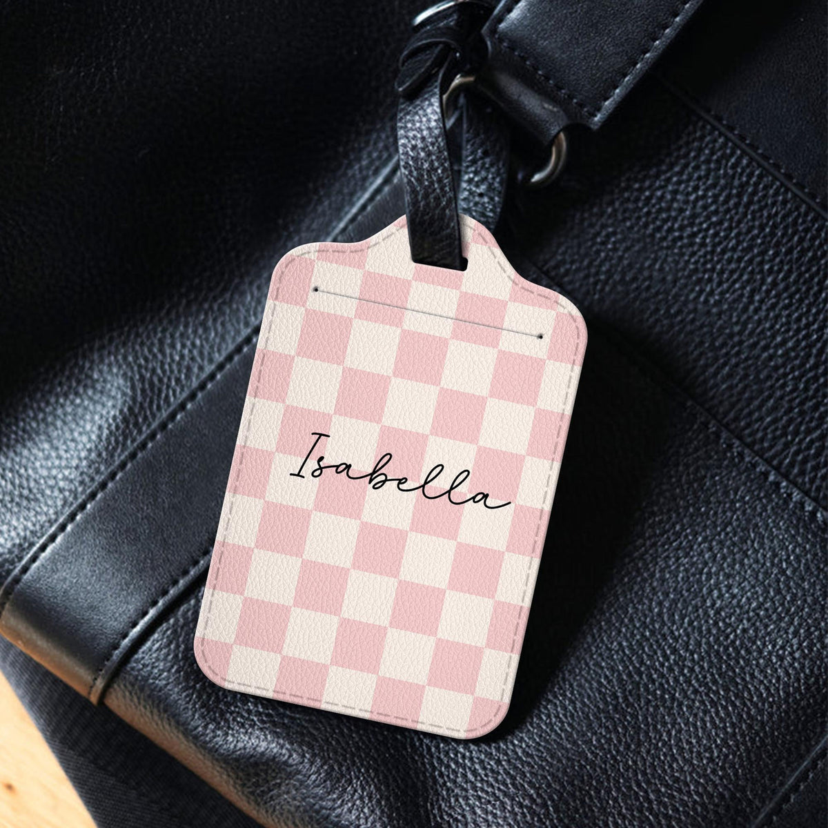 Custom Checkerboard Pattern Luggage Tag, Personalized Travel Bag Tag with Name, Unique Gift For Travellers