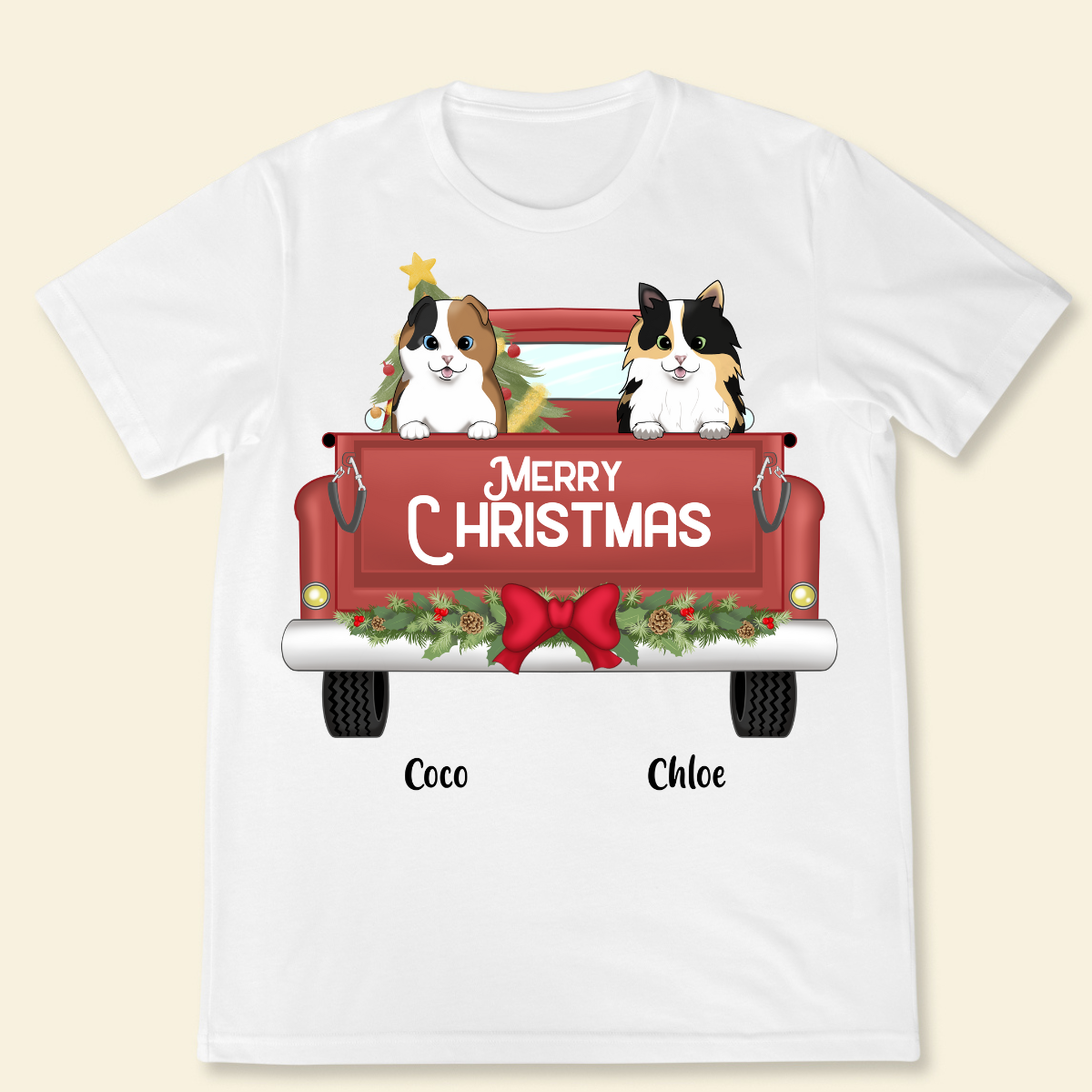 Merry Christmas Custom Dog Breed Christmas Truck Personalized T Shirt Winter Season Gift For Best Friends , Christmas Gift For Dog Lovers