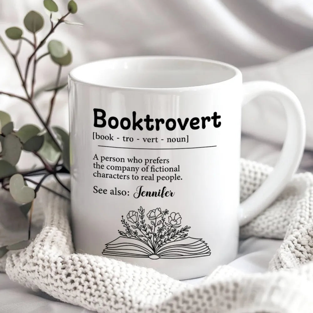 Booktrovert Definition - Personalized Mug - Gift For Book Lover, Bookworm
