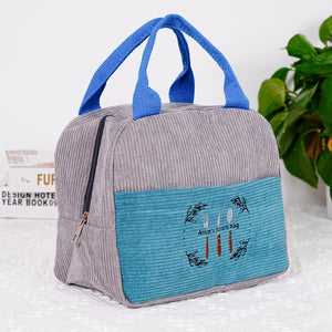 Personalized Corduroy Embroidered Lunch Bag, Custom Embroidered Lunch Bag, Reusable Lunch Bag, Custom Lunch Bag, Children's Lunch Bag