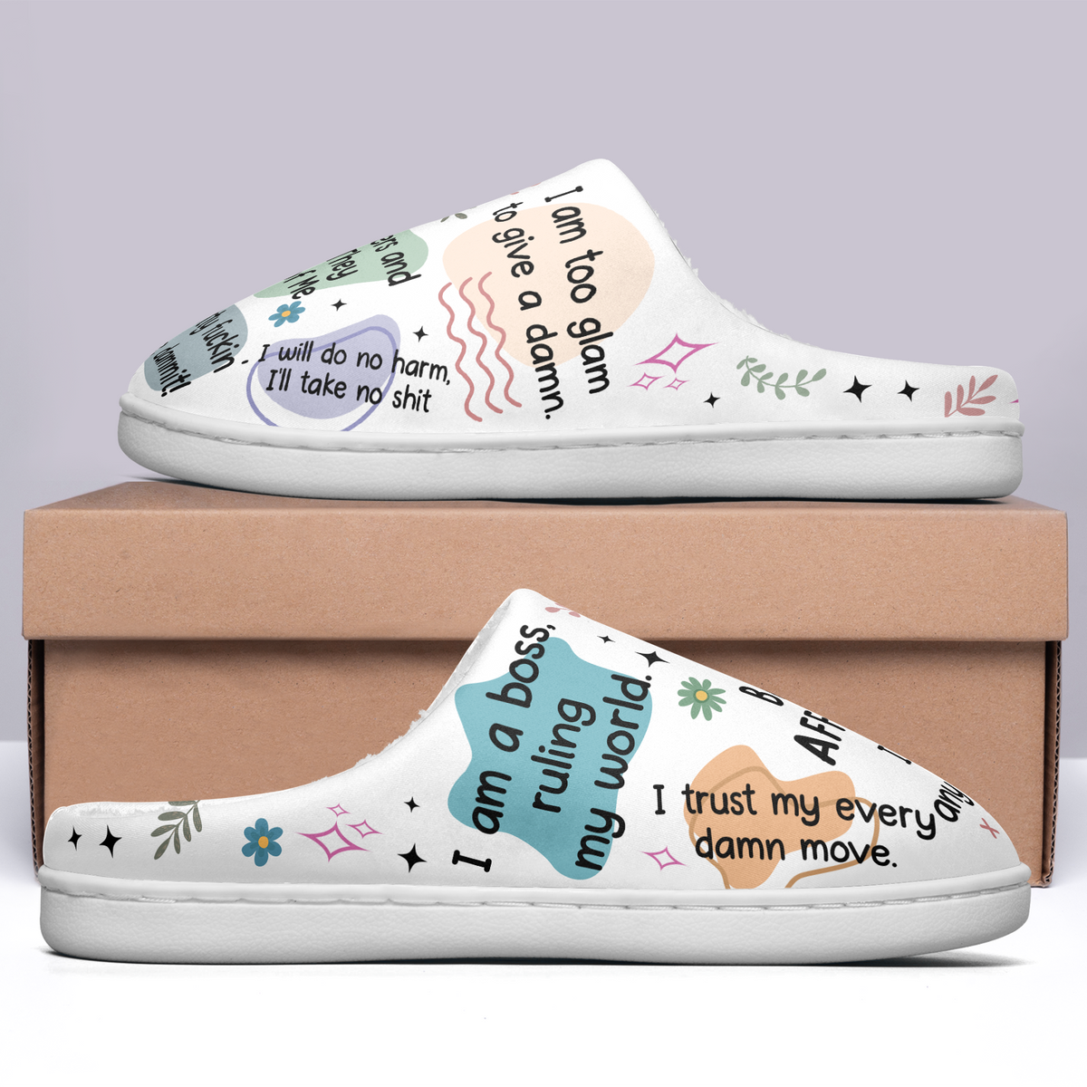 Daily Affirmations - Personalized Fleece Slipper - Christmas Gifts For Daughter, Friends, Sister, For Me