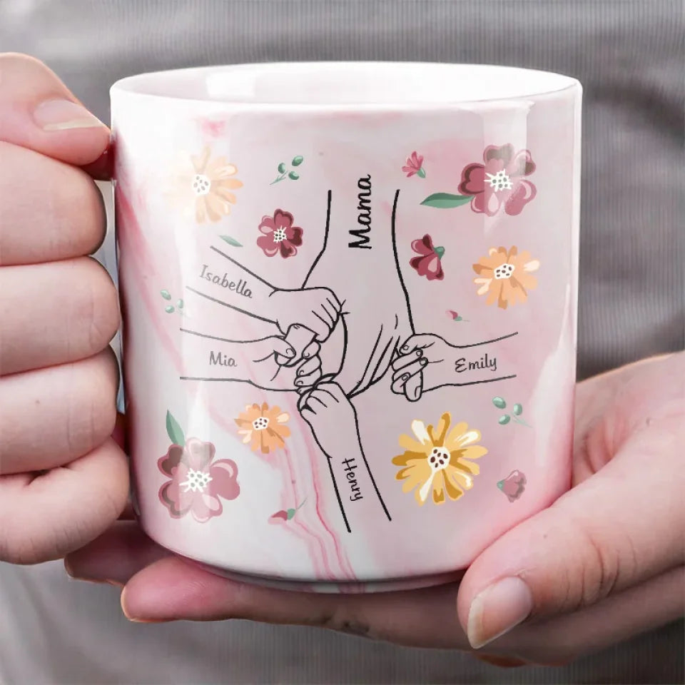 A Little Bit Parent, A Little Bit Best Friend - Personalized Marble Mug - Gift For Mom, Grandma