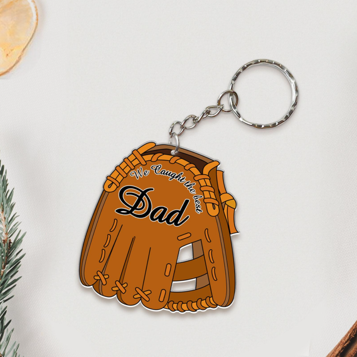 Personalized Baseball Dad Keychain, We Caught The Best Dad, Daddy's Team Acrylic Keyring, Father's Day Gift For Dad From Son Daughter