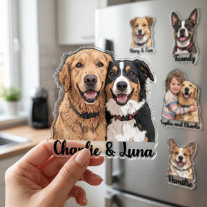 Custom Portrait From Photo Fridge Magnet, Dad And Kids Magnet, Fathers Day Gift For Dad Grandpa, Gift For Husband, New Dad Gift, Family Keepsake