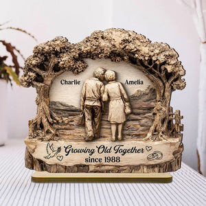 From Our First Kiss Till Our Last Breath - Personalized Wooden Plaque With Flat Base - Gift for Couple