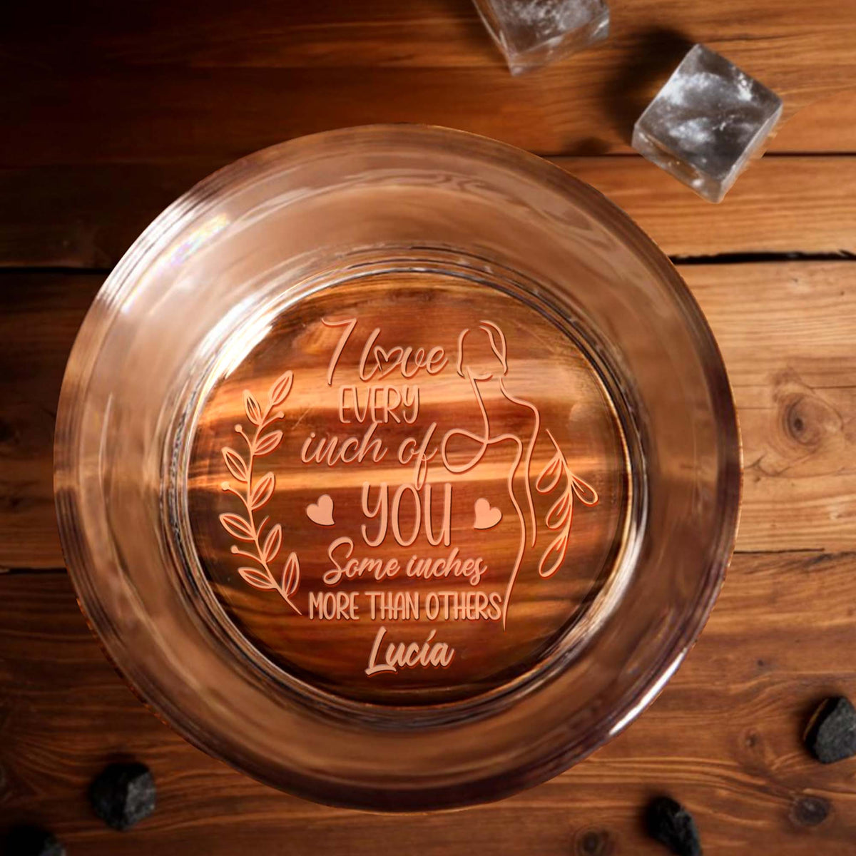 I Love Every Inch of You - Romantic Personalized Custom Whiskey Glass - Gift For Partners, Valentine's Day Gift For Couple