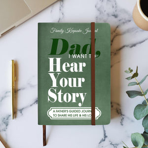 Dad I Want to Hear Your Story Leather Journal, Personalized Father's Guided Memory Keepsake Book, Father's Day Gift, Birthday Gift for Dad