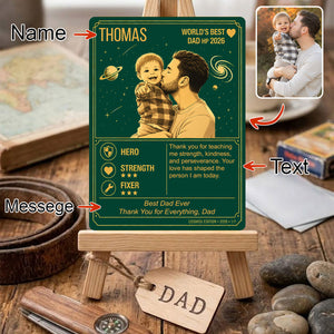 Retro Pixel Art Illustration Poke Father's Day Card - Custom Pokemon Card - Dad Gifts - Personalized Metal Card