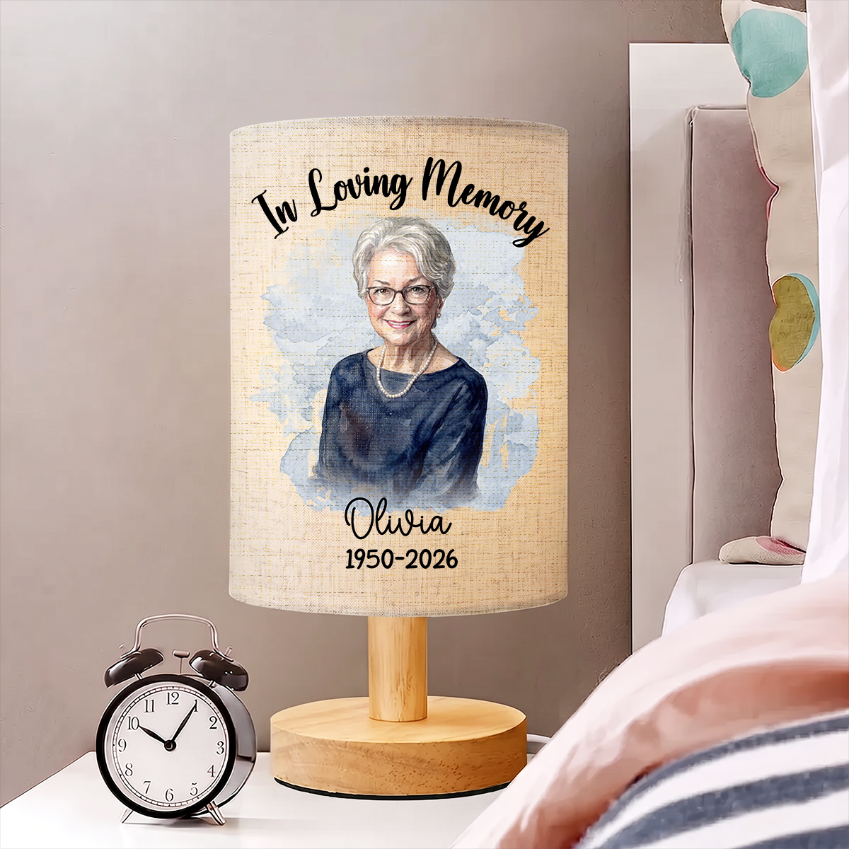 Custom Photo Realistic Watercolor Art Personalized Fabric Lamp
